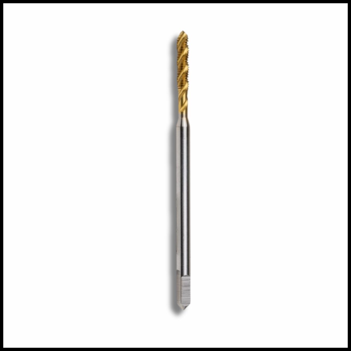 Precise M2.5x0.45 HSS Tin spiral tap.