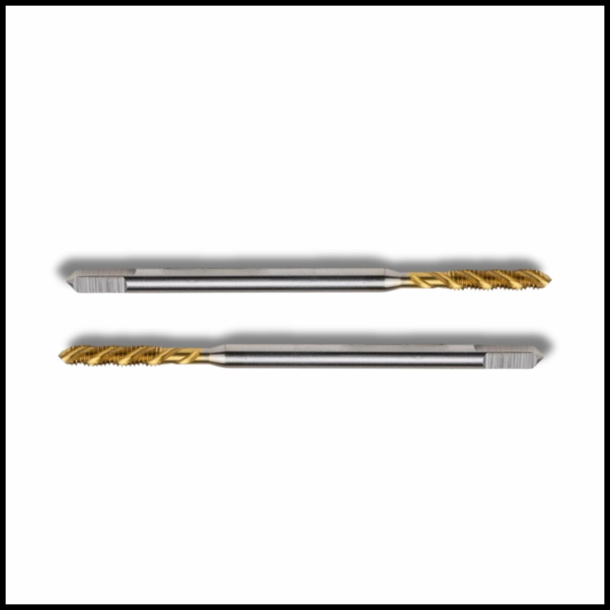 Durable Tin-coated HSS tap for threading.