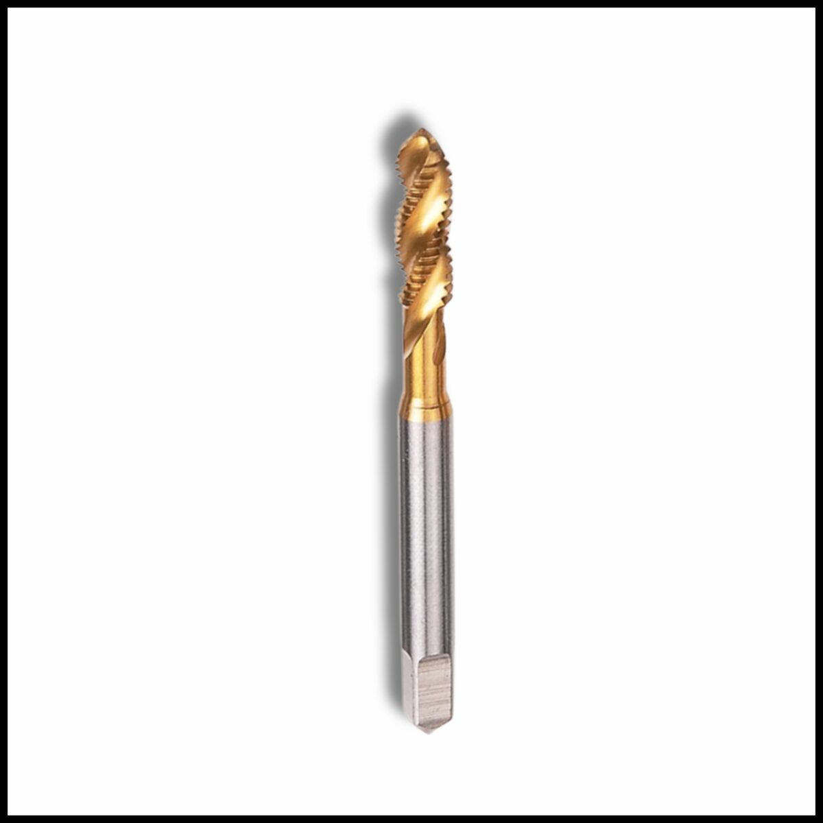 M5x0.8 HSS Tin-coated spiral tap.