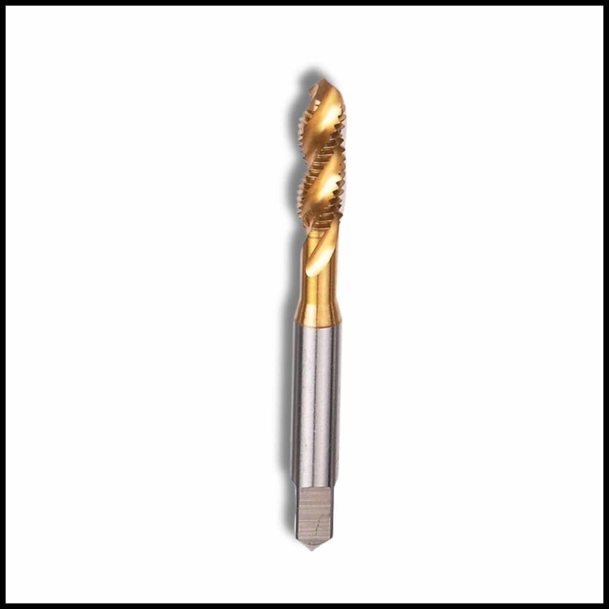 M6x1 HSS Tin-coated spiral tap.