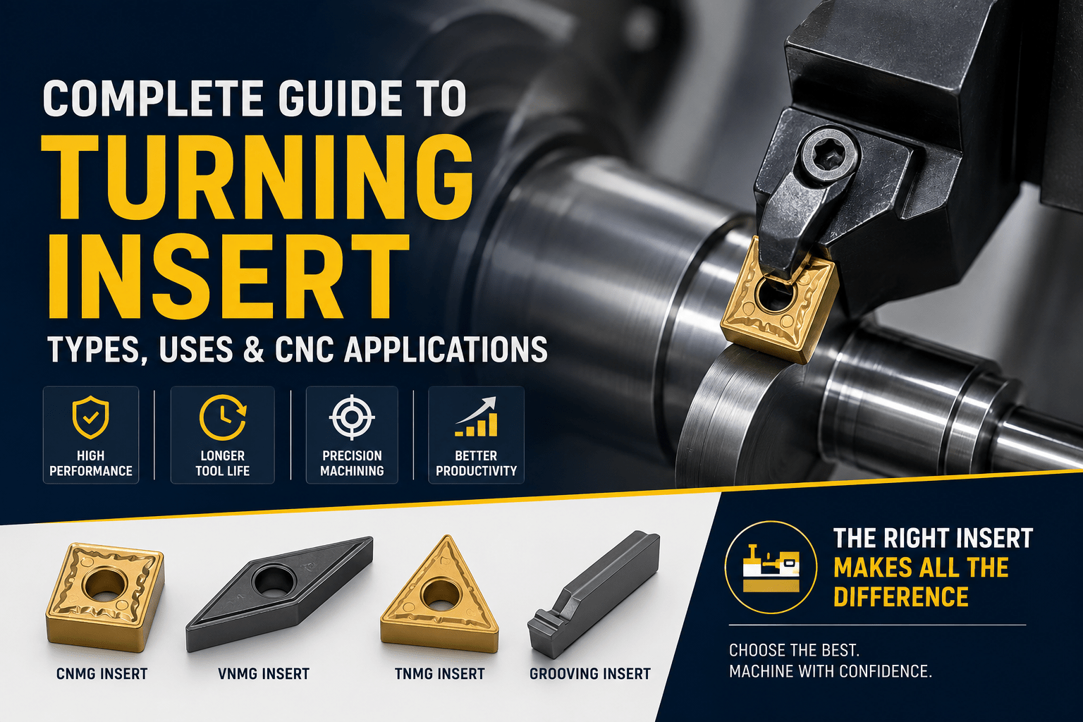 Complete Guide to Turning Insert Types, Uses, and CNC Applications